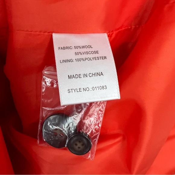 New Sussan Womens Jacket Orange Wool Blend Button Office Business Work Size M 12 - Picture 8 of 10